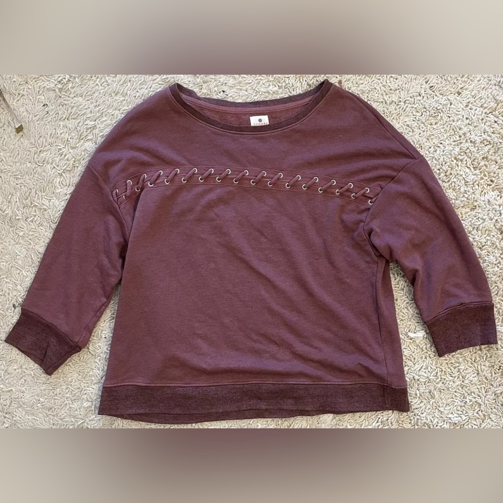 SUNDRY EQUINOX red wine 3/4 sleeve knit top 2 medium m